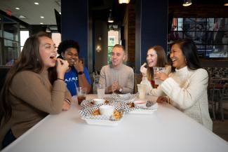 Group of students in a dining hall
